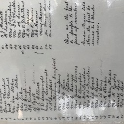 A hand written list of member of the Willowdale Lawn Bowling club, circa 1962. 